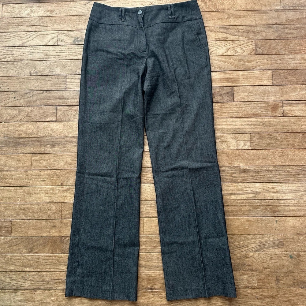 Sandro Pants Womens Size 6‎ Blue Straight Leg High Waist Button Dark Wash Modern